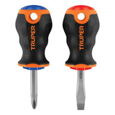 Juego de 2 destornilladores estria y plano 1/4" x 1 1/2" tipo trompo mango confortable truper